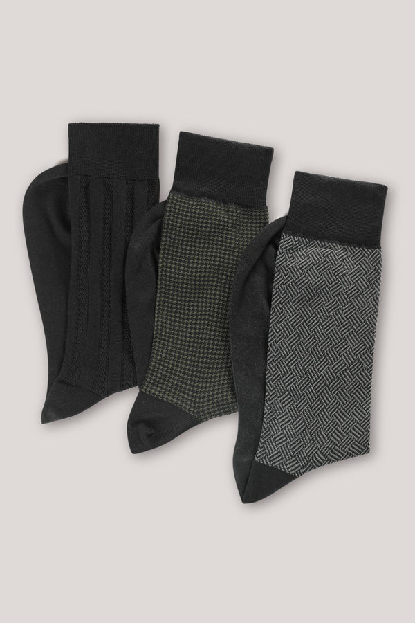 Christian Kimber Textured Socks 3 Pack,Black