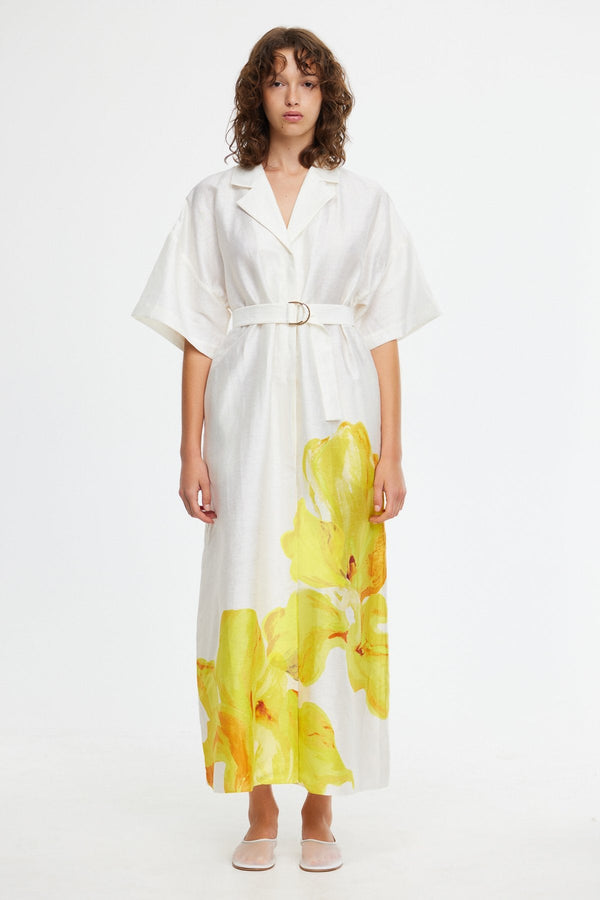 Acler Hawkesbury Midi Dress,Ivory Calla Lily