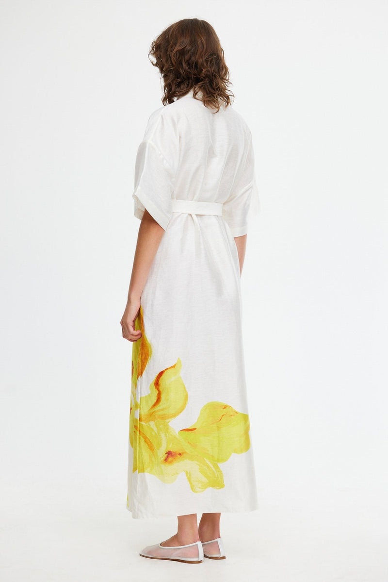 Acler Hawkesbury Midi Dress,Ivory Calla Lily