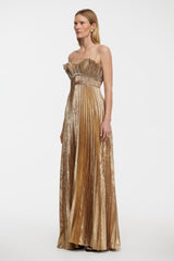 Acler Sanna Maxi Dress,Metallic Gold