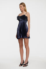 Acler Pithill Mini Dress,Navy Metallic