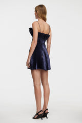 Acler Pithill Mini Dress,Navy Metallic