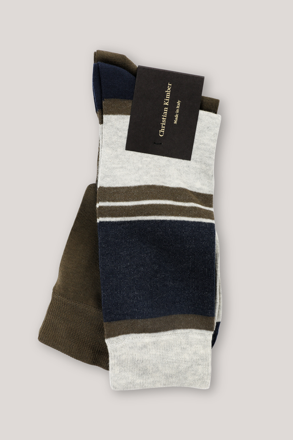 Christian Kimber Stripe and Melange socks,2 pack