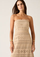 MOS Daniela Textured Midi Dress,almond