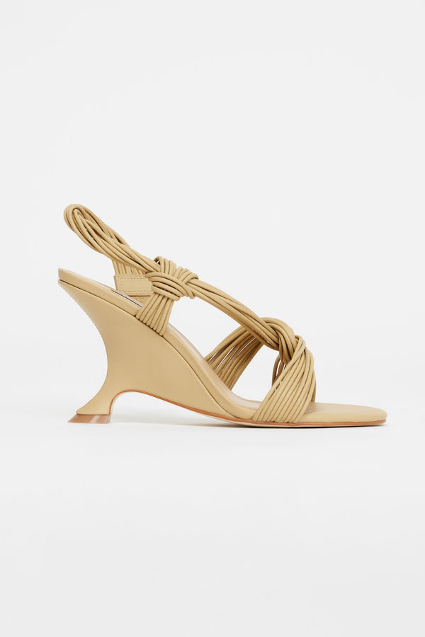 Acler Iverly Knot Wedge,Biscuit