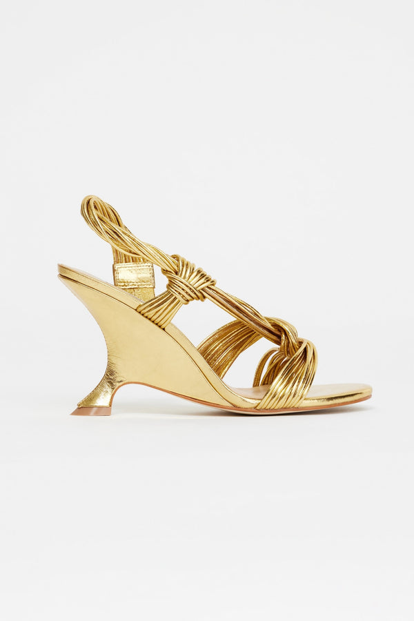 Acler Iverly Knot Wedge,Gold