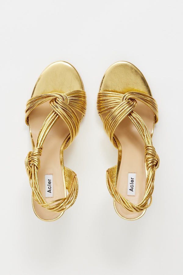 Acler Iverly Knot Wedge,Gold