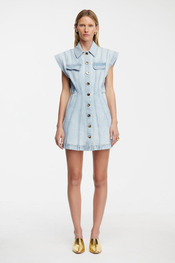 Acler Eagleton Mini Dress,Ice Blue