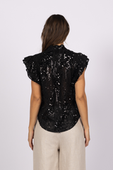 Joey the Label Sequin Me Blouse,Black