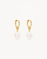 By Charlotte Embrace Stillness Pearl Hoops,18k Gold Vermeil