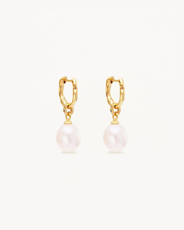 By Charlotte Embrace Stillness Pearl Hoops,18k Gold Vermeil