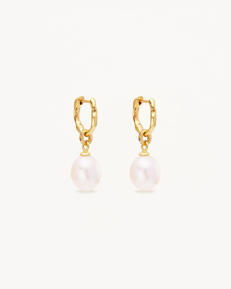 By Charlotte Embrace Stillness Pearl Hoops,18k Gold Vermeil