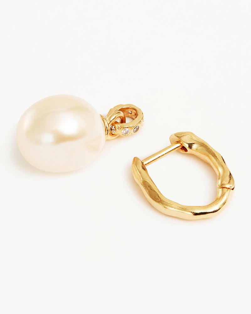 By Charlotte Embrace Stillness Pearl Hoops,18k Gold Vermeil