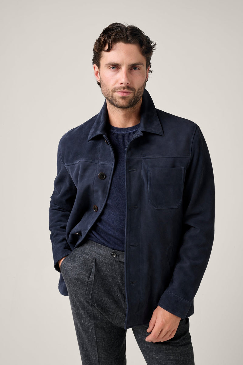 Christian Kimber Fitzroy Chore Jacket,Navy Suede