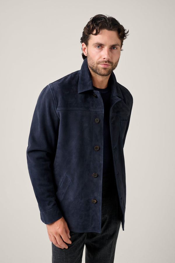 Christian Kimber Fitzroy Chore Jacket,Navy Suede