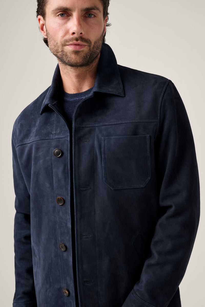 Christian Kimber Fitzroy Chore Jacket,Navy Suede