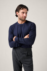 Christian Kimber Alcott Raglan Wool Crew,Indigo Blue