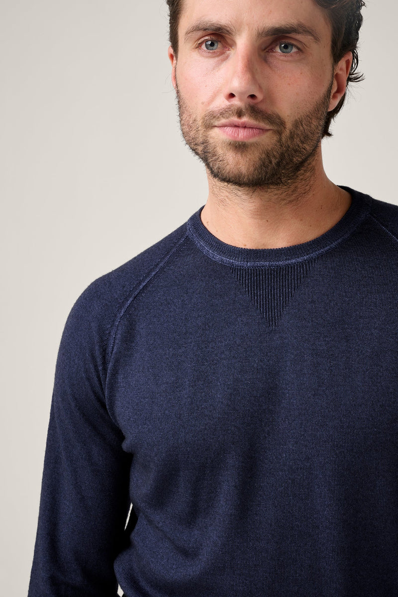 Christian Kimber Alcott Raglan Wool Crew,Indigo Blue